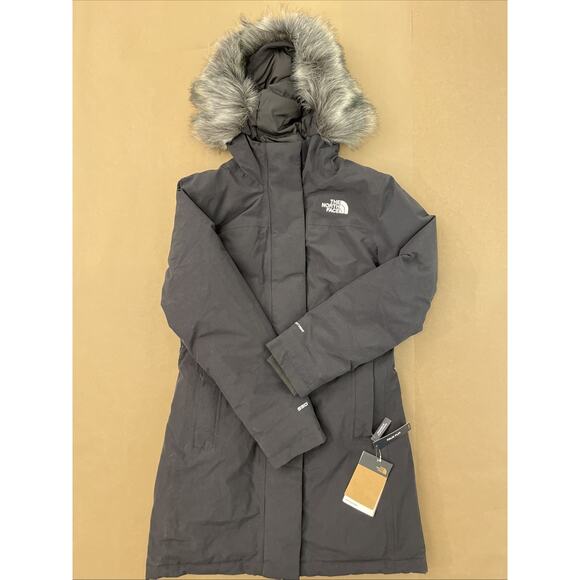 NWT The North Face Tnf Black Arctic Parka Jacket with Faux Fur Trim- Small - Picture 1 of 5